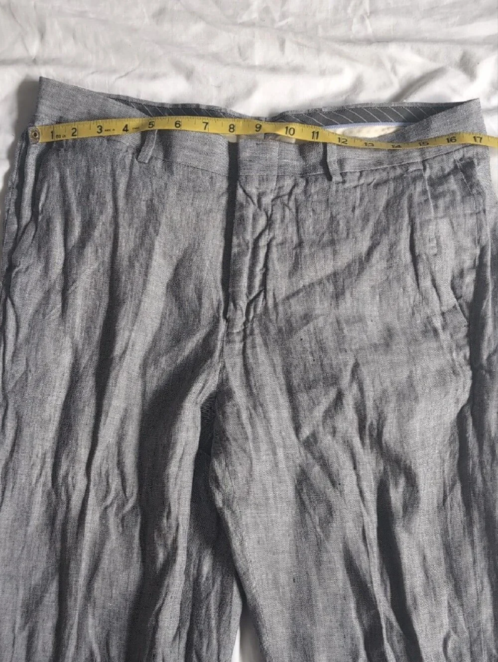 Men's Gray Linen Murano Slim Fit Dress Pants